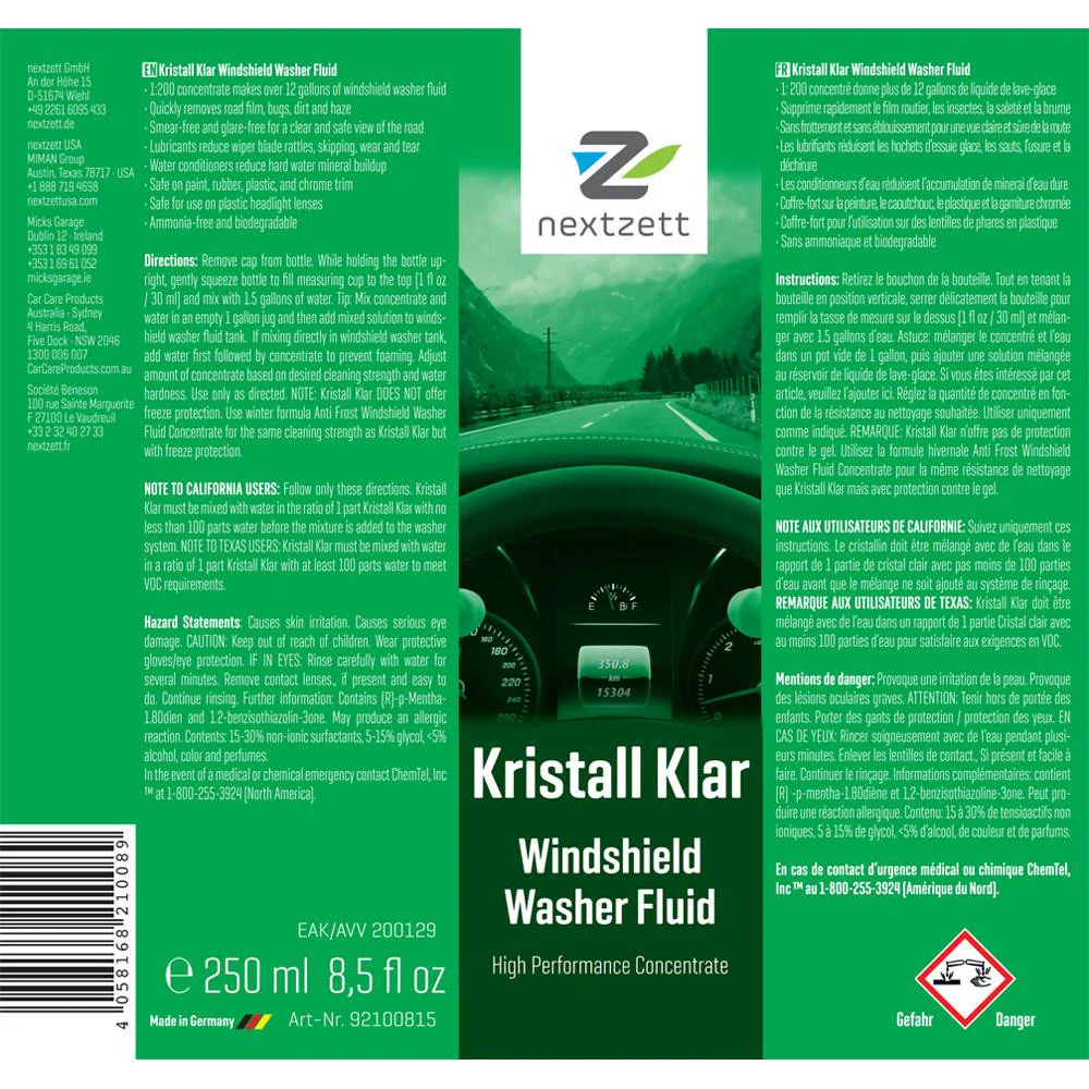 Windshield Washer Fluid - Kristall Klar - 8.5 oz (250 ml) - Image 4